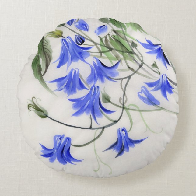 Cojín Redondo Flores azules (Anverso)