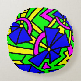 Cojín Redondo Flores azules Doodle Art