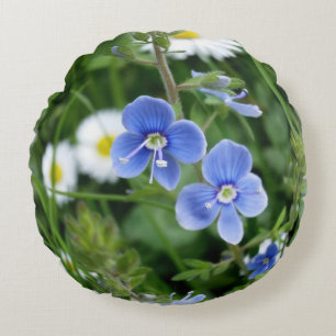 Cojín Redondo flores azules minúsculas