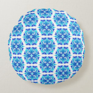Cojín Redondo Flores Azules, Patrón De Flores, Patrón Floral