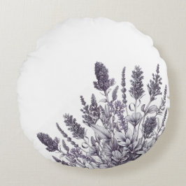 Cojín Redondo Flores blancas y negras