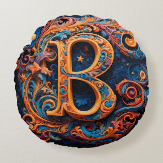 Cojín Redondo Flores celestes