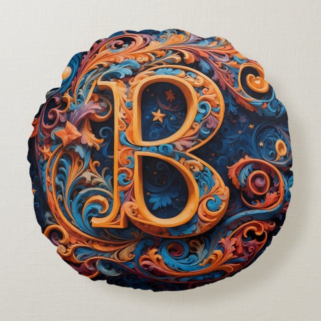 Cojín Redondo Flores celestes (Anverso)