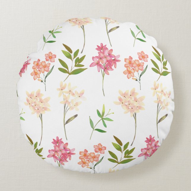 Cojín Redondo Flores de algodón patrón tradicional acogedor (Anverso)