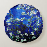 Cojín Redondo Flores de almendro azul verdoso de Van Gogh<br><div class="desc">Flores de almendro de Vincent Van Gogh
alteración de color copyright 2sweet4wordsDesigns/ PureVintage Love

Obtenga la belleza de las Flores de almendro de Van Gogh en los colores que se adapten a su hogar. 

vincent van gogh,  van gogh,  flores de almendro,  flores,  floral,  bonito,  hermoso, </div>