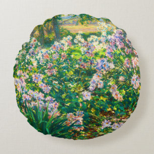 Cojín Redondo Flores de bonito de época ilustracion de flores de