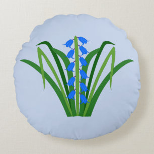 Cojín Redondo Flores de campanilla azul Niño Primavera