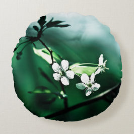 Cojín Redondo Flores de cerezo blanco