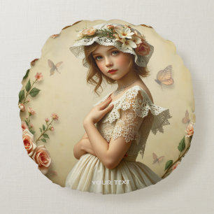 Cojín Redondo Flores de Chica victoriana mullidas