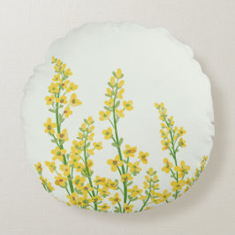 Cojín Redondo Flores de citrina amarilla moderna