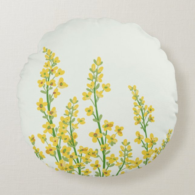 Cojín Redondo Flores de citrina amarilla moderna (Anverso)