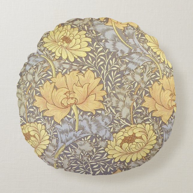 Cojín Redondo Flores de crisantemo de William Morris (Anverso)