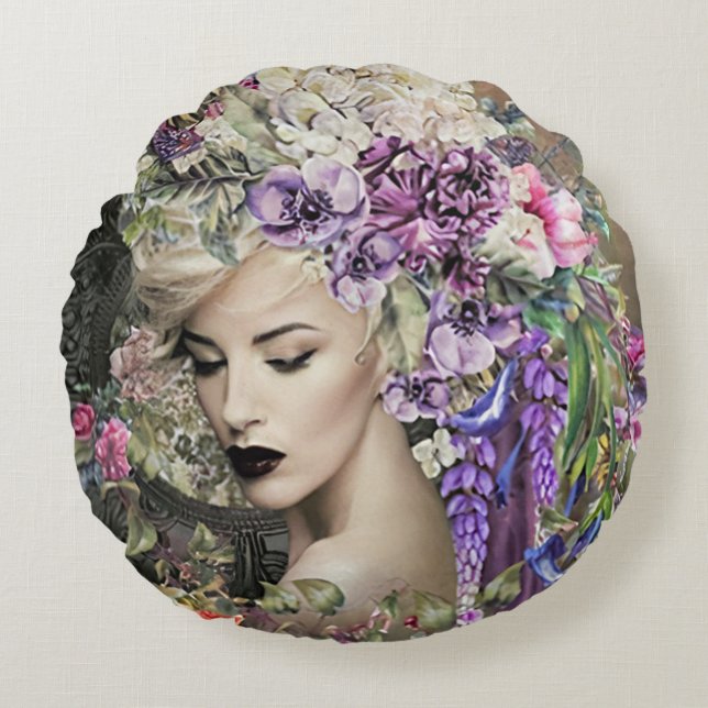 Cojín Redondo Flores de dama (Anverso)