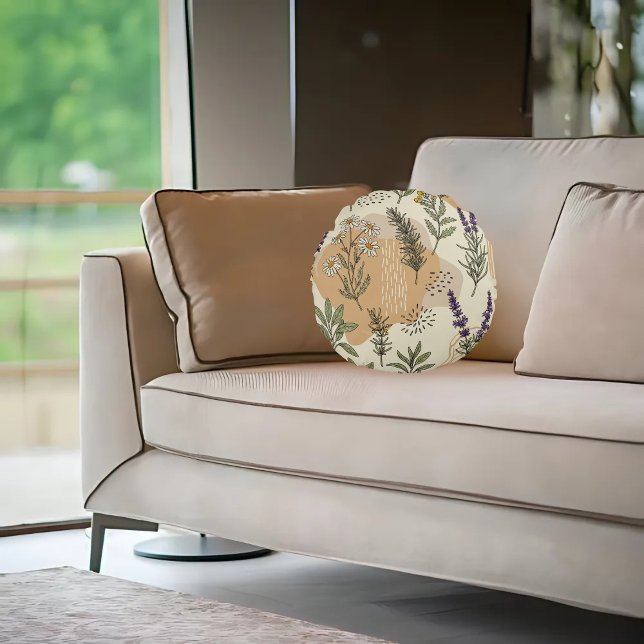 Cojín Redondo Flores de hierbas (Subido por el creador)