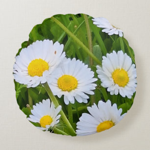 Cojín Redondo Flores de jardín silvestre Rumania – Fotografía de
