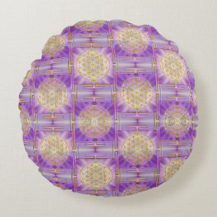 Cojín Redondo FLORES DE LA VIDA - Yantra patrón ininterrumpido