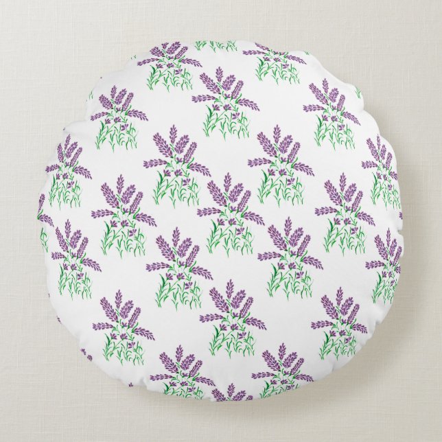 Cojín Redondo Flores de lavanda en crecimiento (Anverso)