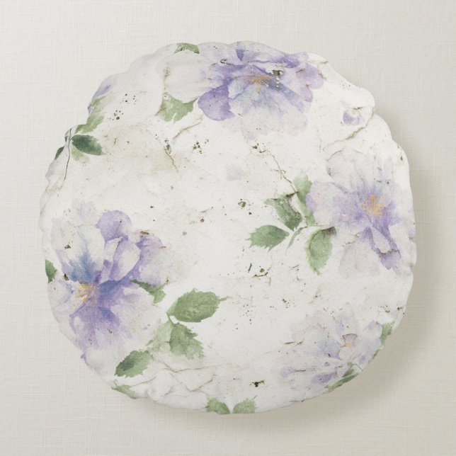 Cojín Redondo Flores de lavanda morada bonitas (Anverso)