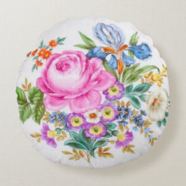 Cojín Redondo Flores de manantial acuarela