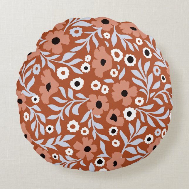 Cojín Redondo Flores de margarita antiguas: fondo abstracto. (Anverso)