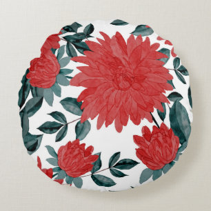 Cojín Redondo Flores de pradera: agua vintage sin foco