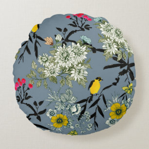 Cojín Redondo Flores de prados Rowan fondo transparente