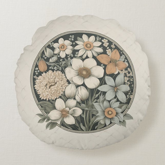 Cojín Redondo Flores de primavera (Anverso)