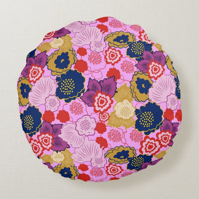 Cojín Redondo Flores de primavera (Reverso)