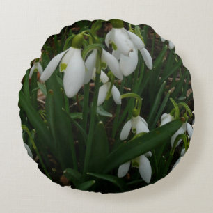 Cojín Redondo Flores de Primavera Blanca (Galanthus)
