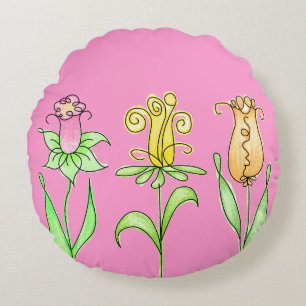 Cojín Redondo Flores de primavera pastel