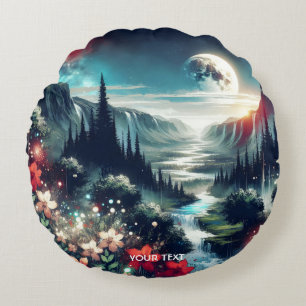 Cojín Redondo Flores de río Fantasy Cute Moon