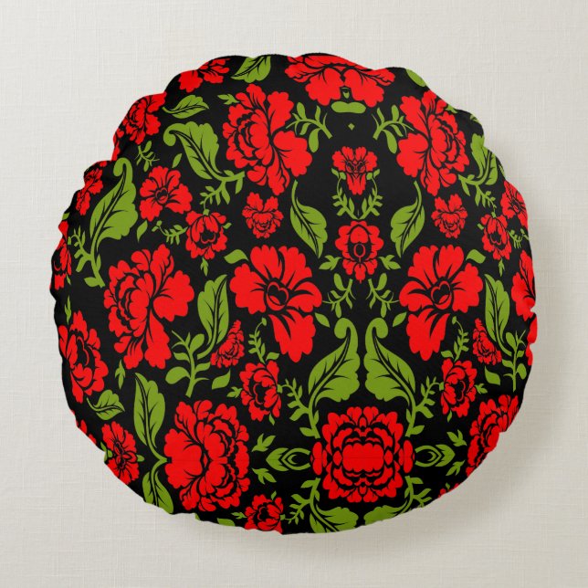 Cojín Redondo Flores de Rosa (Anverso)