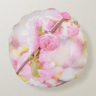 Cojín Redondo Flores de sakura rosadas - Flor de cerezo japonesa
