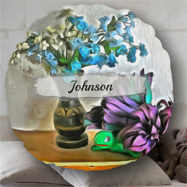 Cojín Redondo Flores de seda y cáscara de maíz 2190