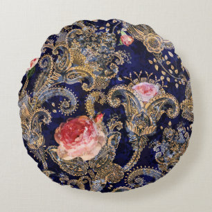 Cojín Redondo Flores decorativas de colores Batik