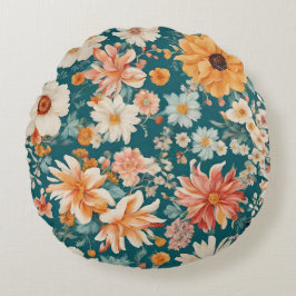 Cojín Redondo Flores Delicadas Increíbles