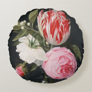 Cojín Redondo Flores en un florero de cristal