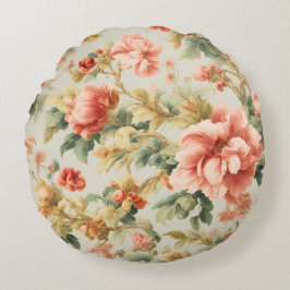 Cojín Redondo Flores Exquisitas Y Sorprendentes, Hojas. Pintura