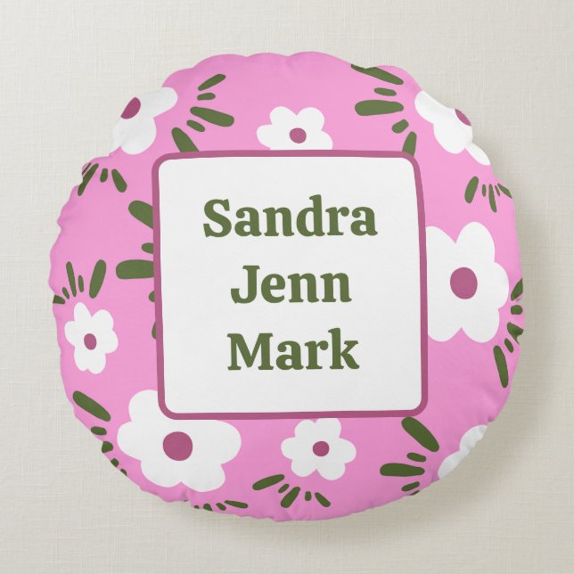 Cojín Redondo Flores felices (Anverso)