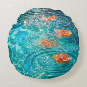Cojín Redondo Flores flotando en el agua