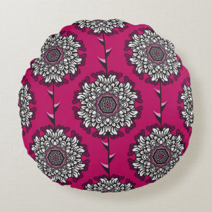 Cojín Redondo Flores Gráficas Florales Pink Seamless