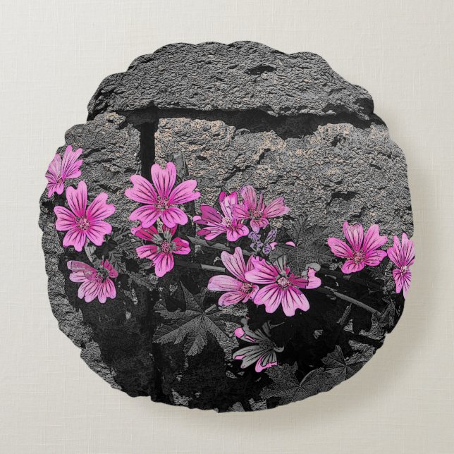 Cojín Redondo Flores moradas (Anverso)