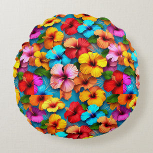Cojín Redondo Flores multicolores florales patrón-36355