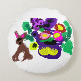 Cojín Redondo Flores primaverales Alegría de conejo