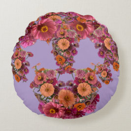 Cojín Redondo Flores Ramo de Zinnia Maureen Girard Colorido