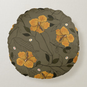 Cojín Redondo Flores realistas: sin foco vintage