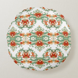 Cojín Redondo Flores rojas estilo chino ornamental