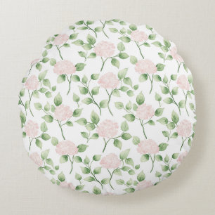 Cojín Redondo Flores Rosadas Bonitas Hojas Verdes Shower de Bebé