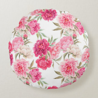 Cojín Redondo Flores rosadas de peón sin inconvenientes