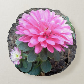 Cojín Redondo Flores rosadas del aster